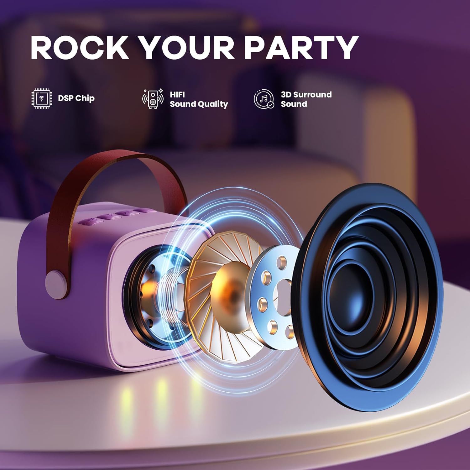 YLL Karaoke Machine for Kids, Portable Mini Speaker with 2 Wireless Microphones, TOP Kids Gifts for Girls Ages 3, 4, 5, 6, 7, 8, 9, 10+ Years Old, 4-12th Birthday Singing Present Toy Party (PLrple)