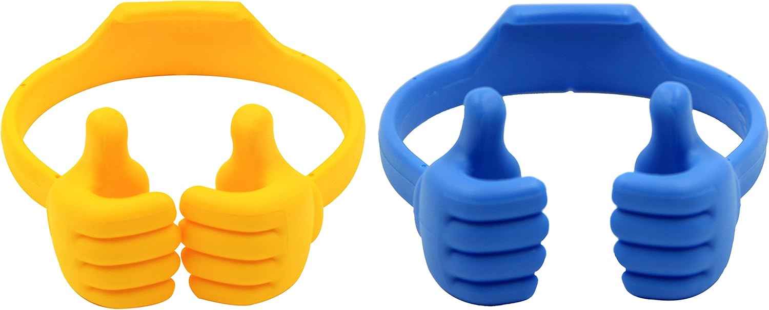 HONSKY Thumbs-Up Phone Stand for Tablets, E-Readers and Smart Phones – Green/Purple – 2 Count