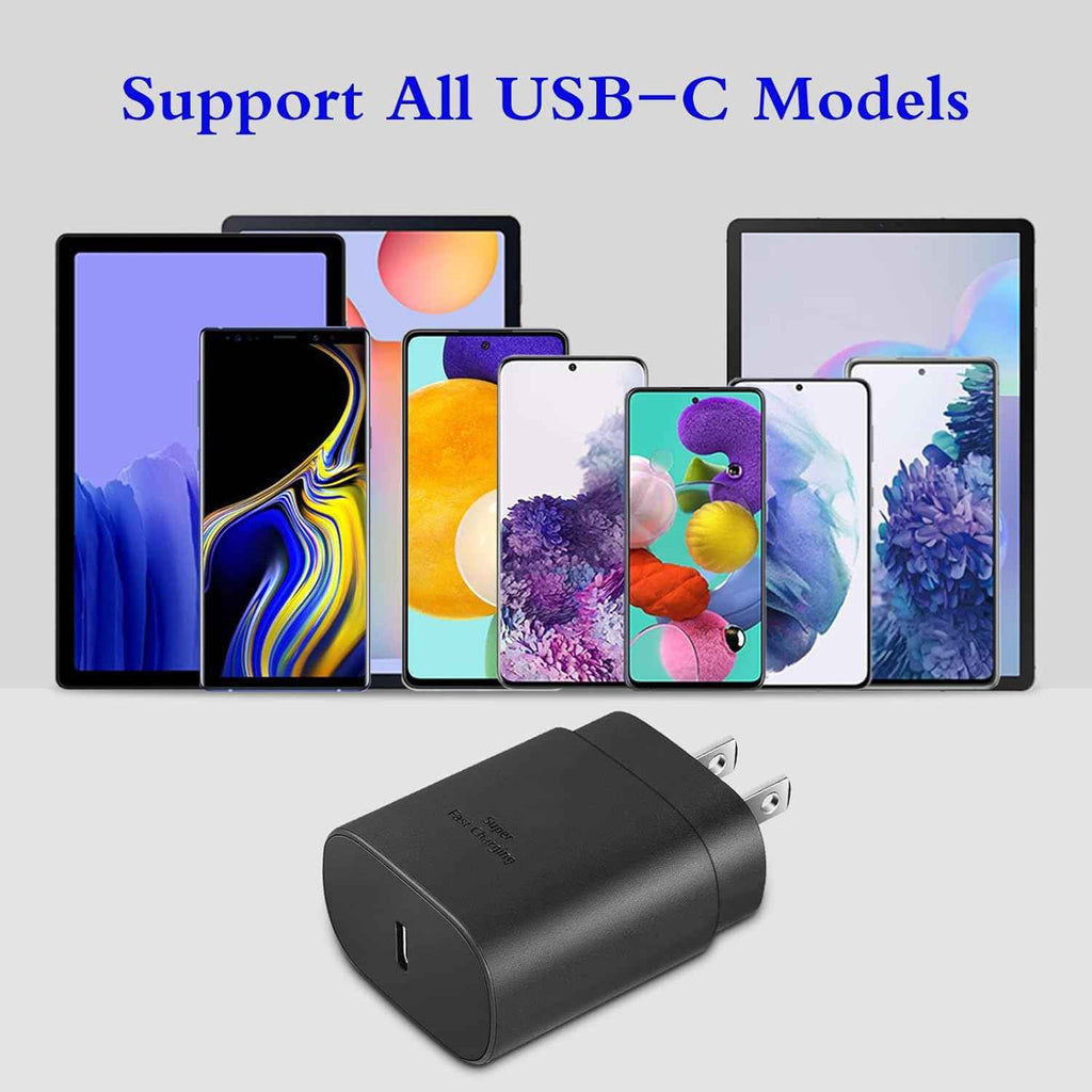 Type C Charger 2-Pack 25W Type C Fast Charging Block with 6ft USB C Charger Cable Compatible with Galaxy S25 S24 S23 S22 S21+/Phone 17/16/16 Pro Max/15/15 Pro Max/15 Plus-Black