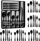 49-Piece Stainless Steel Silverware Set with Cutlery Organizer, Service for 8 with Steak Knives and Kitchen Utensils