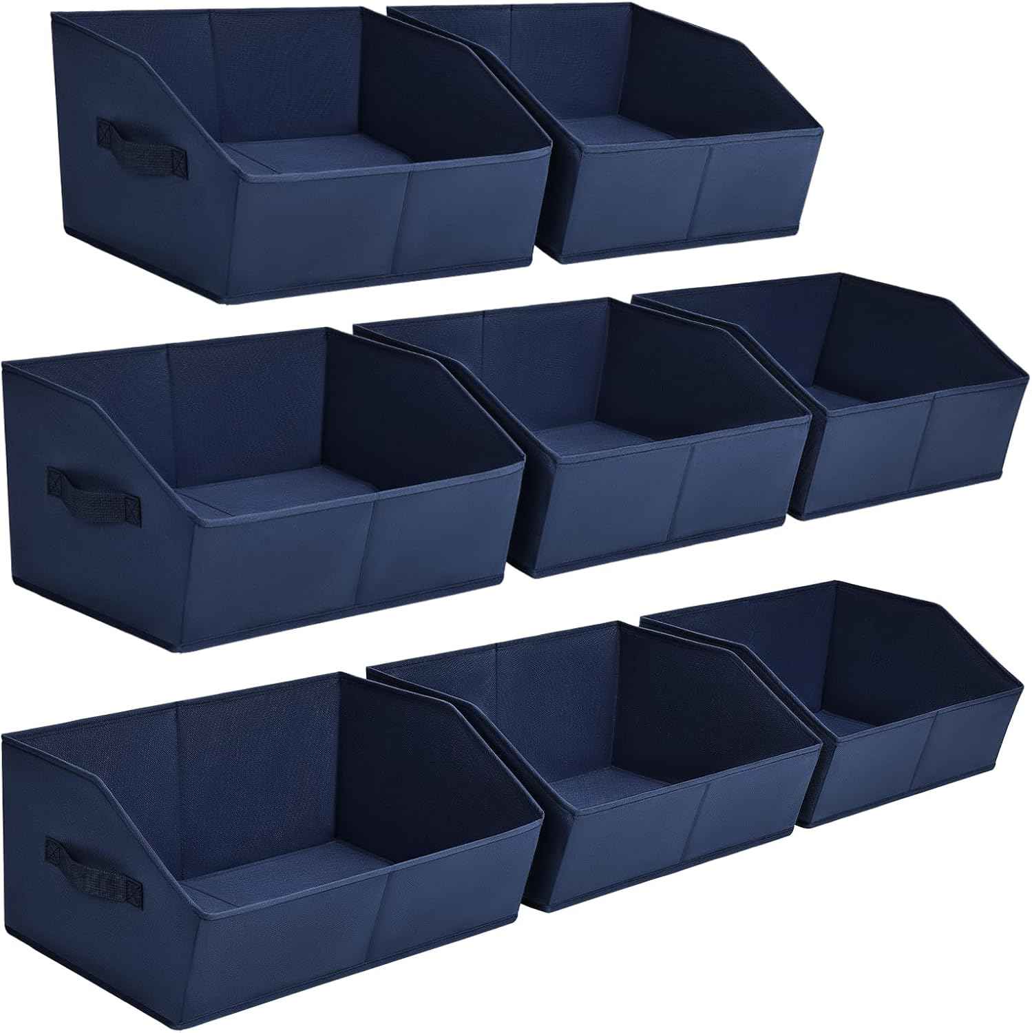 Closet Organizers Bins 6 Packs - Large Closet Shelf Organizer with Handles, Fabric Trapezoid Storage Bins, Collapsible Storage Cubes for Clothes, Towels, Light Gray