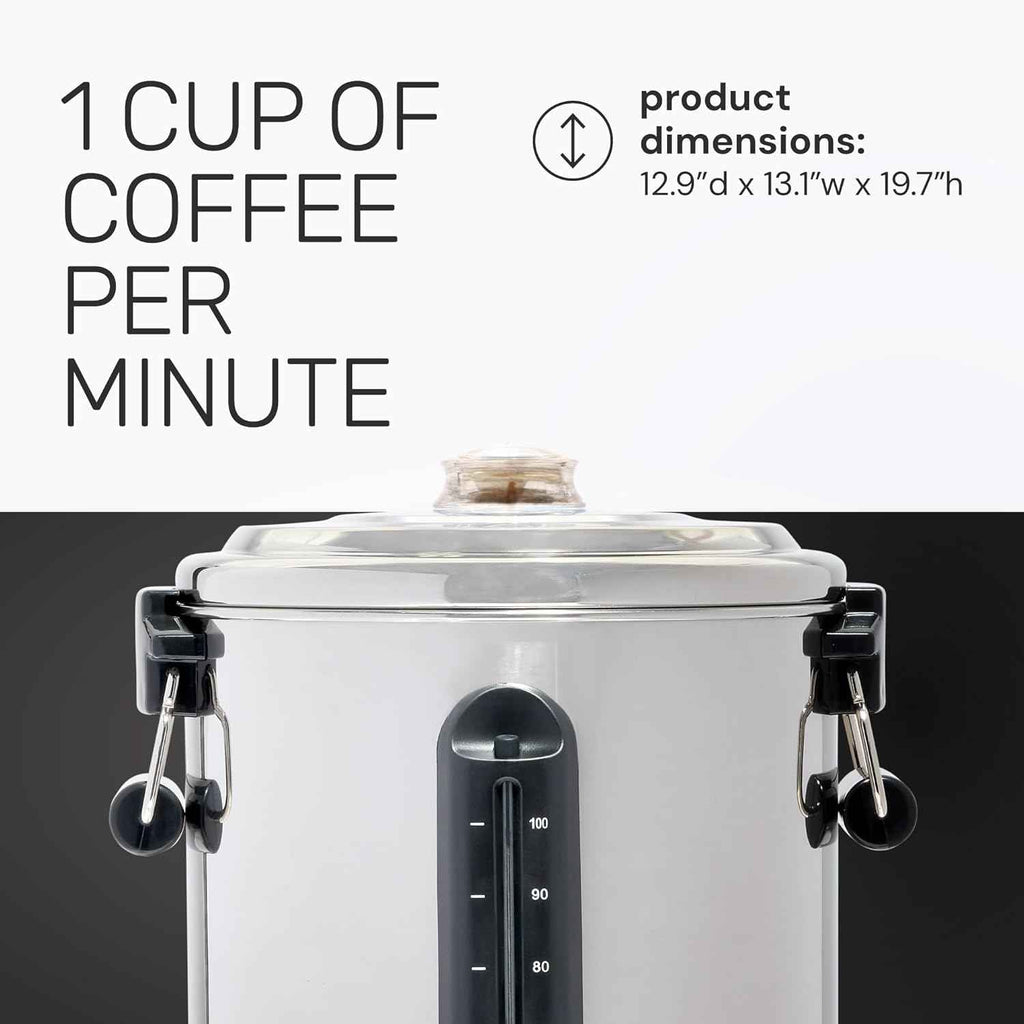 homecraft stainless steel 100-cup coffee urn with dripless faucet and quick-brewing