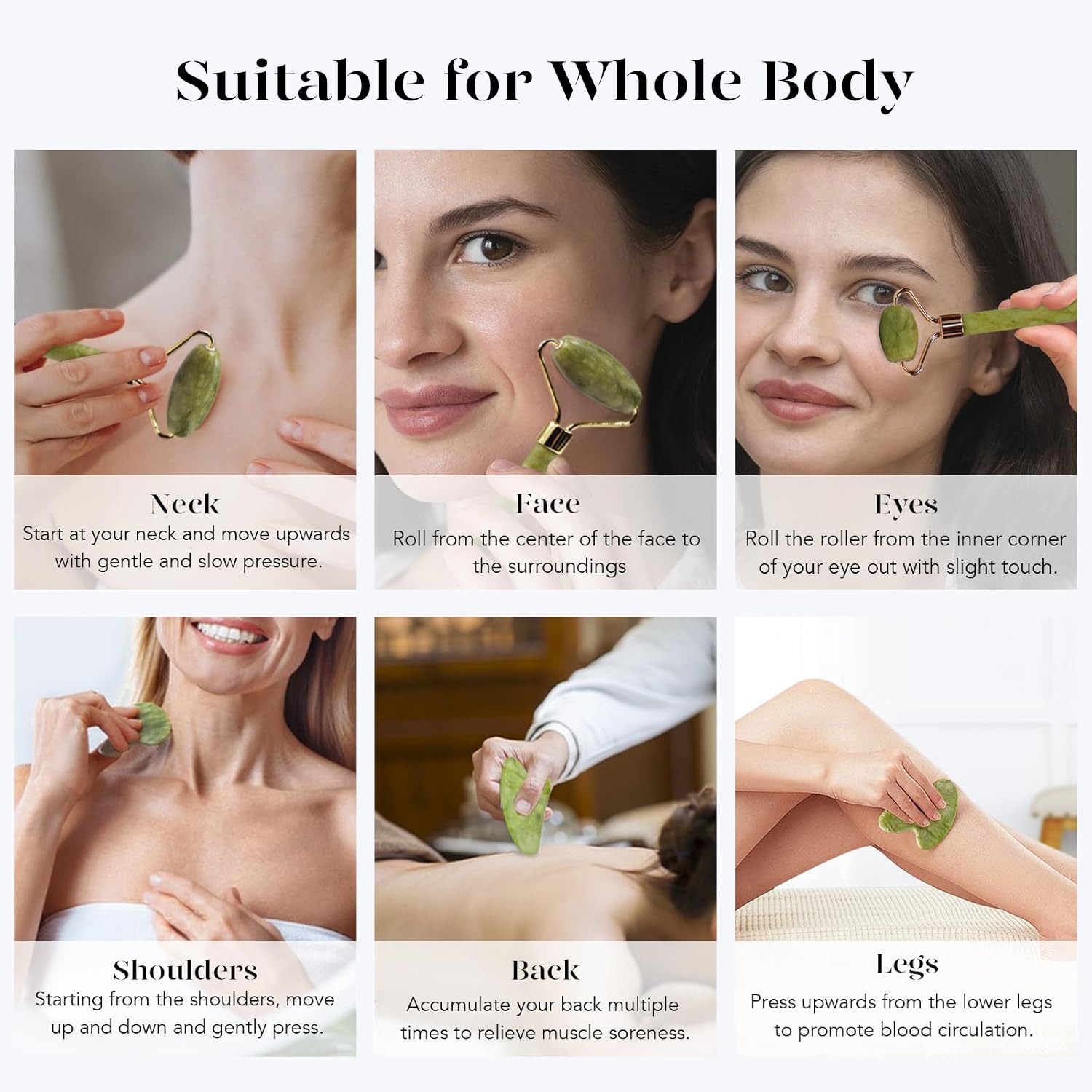 BAIMEI IcyMe Green Jade Gua Sha and Face Roller Set for Puffiness and Redness Reduction, Self Care Gift