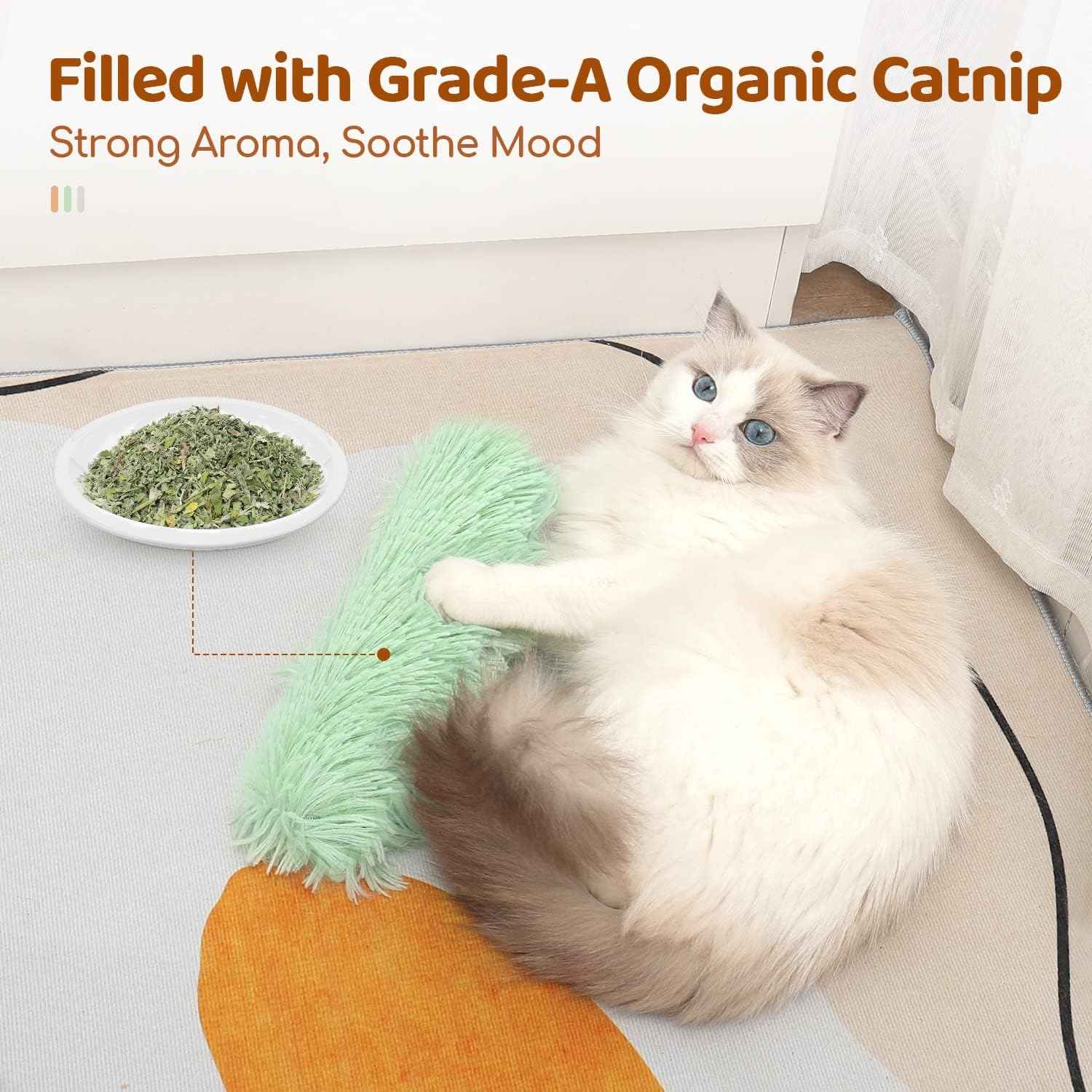 Potaroma Cat Toys Pillows, 3 Pack, Soft and Durable Crinkle Sound with Catnip Inside, Interactive Indoor Kitten Kicker, Promotes Kitty Exercise