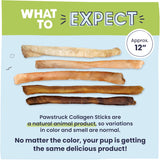 Pawstruck natural large 12 inch beef collagen sticks for dogs - long lasting rawhide alternative with high protein and chondroitin - 5 pack