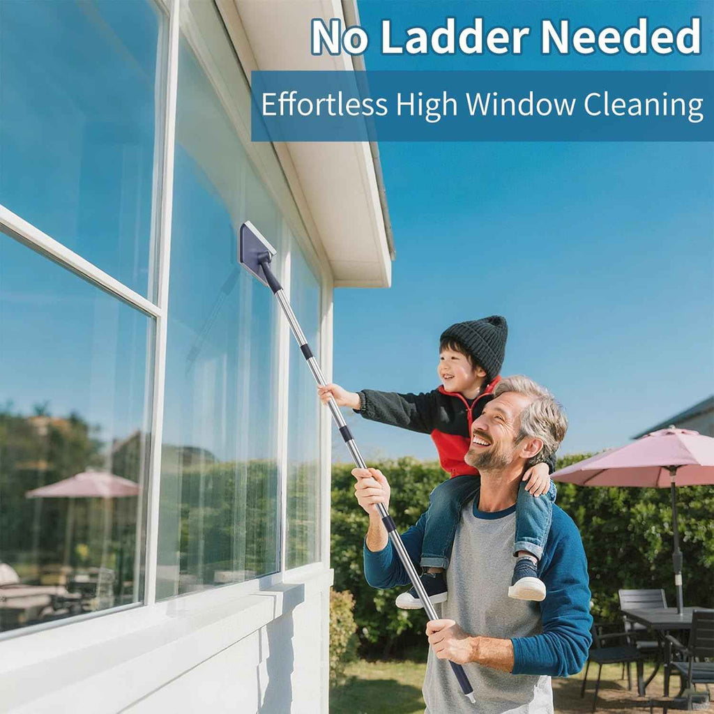 3 in 1 window squeegee with 60 extension pole for home glass mirrors and screens cleaning kit