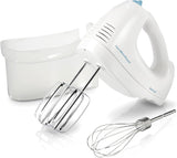 Hamilton Beach 6-Speed Electric Hand Mixer with Whisk, Traditional Beaters, Snap-On Storage Case, 250 Watts, White