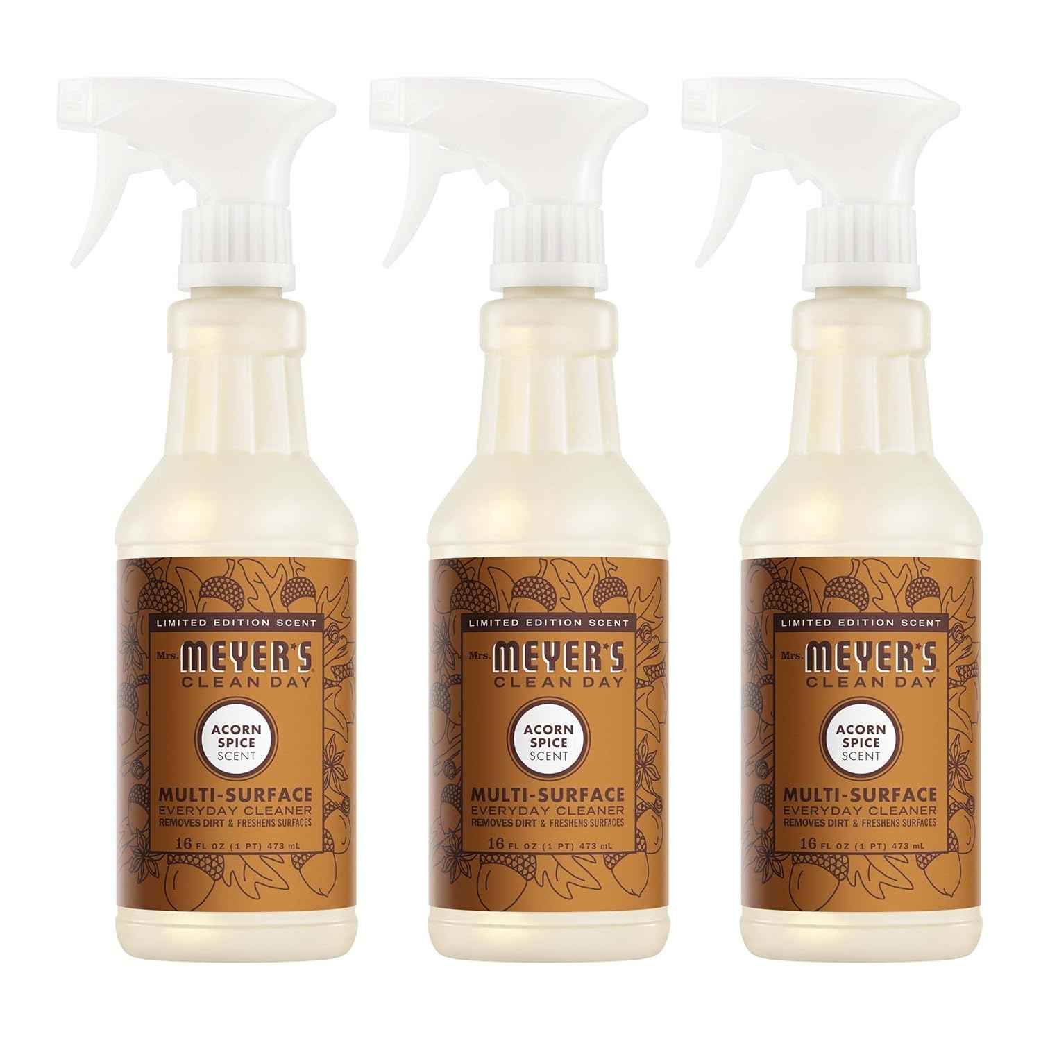 Mrs. Meyer's Clean Day All-Purpose Cleaner Spray, Acorn Spice, 16 oz - Pack of 3