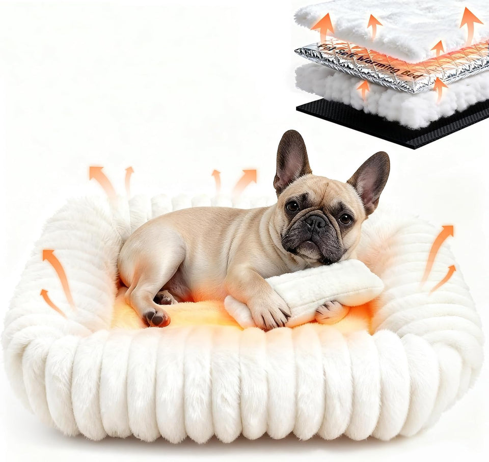 Self Warming Cat Bed for Indoor Cats, Donut Shape, Self-Heating Dog Bed with Non-Slip Bottom, Washable & Portable (Size S)