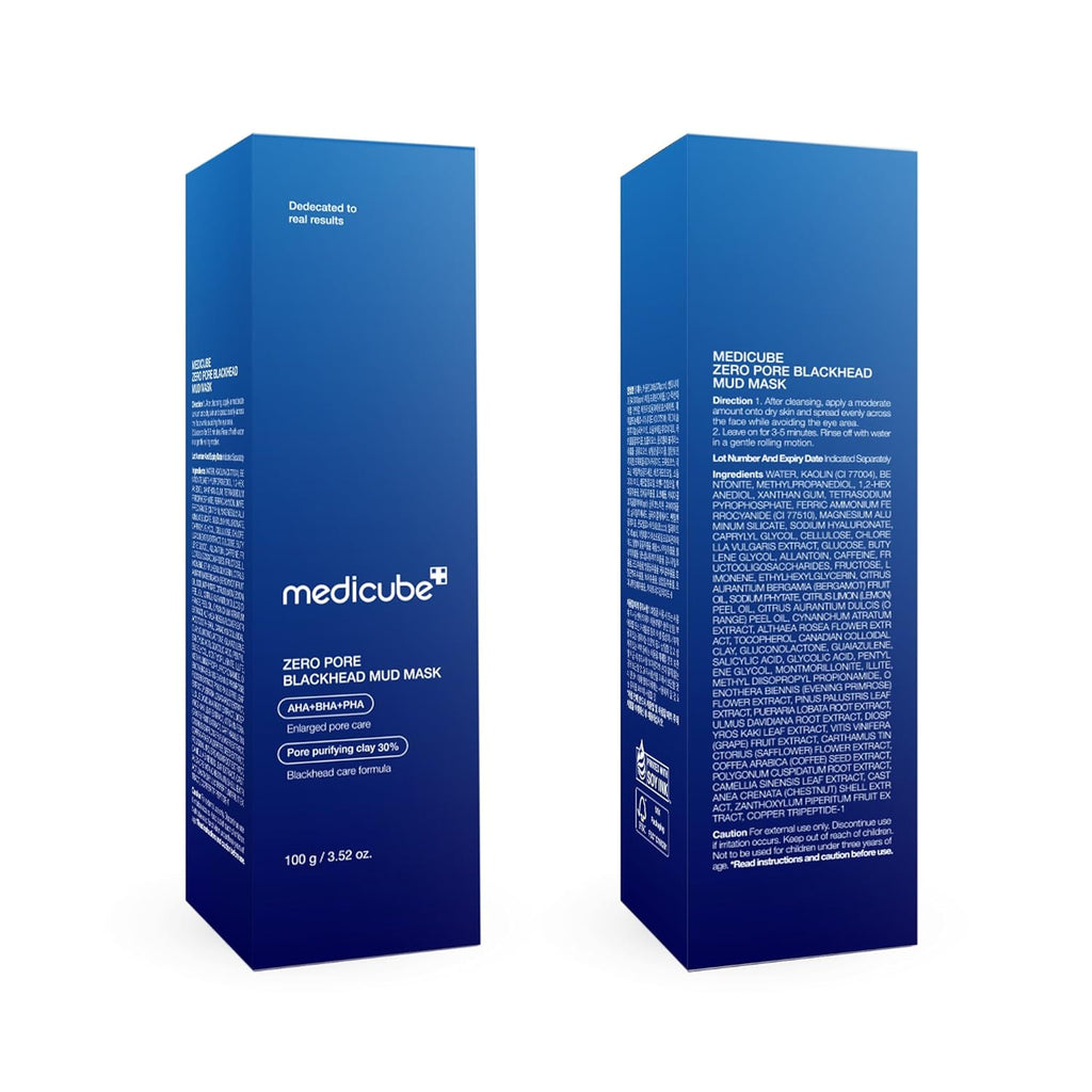Medicube Zero Pore Blackhead Mud Facial Mask, Korean, AHA, BHA, PHA, 3-minute quick dry formula, 3.52 oz, blackhead removal, pore tightening