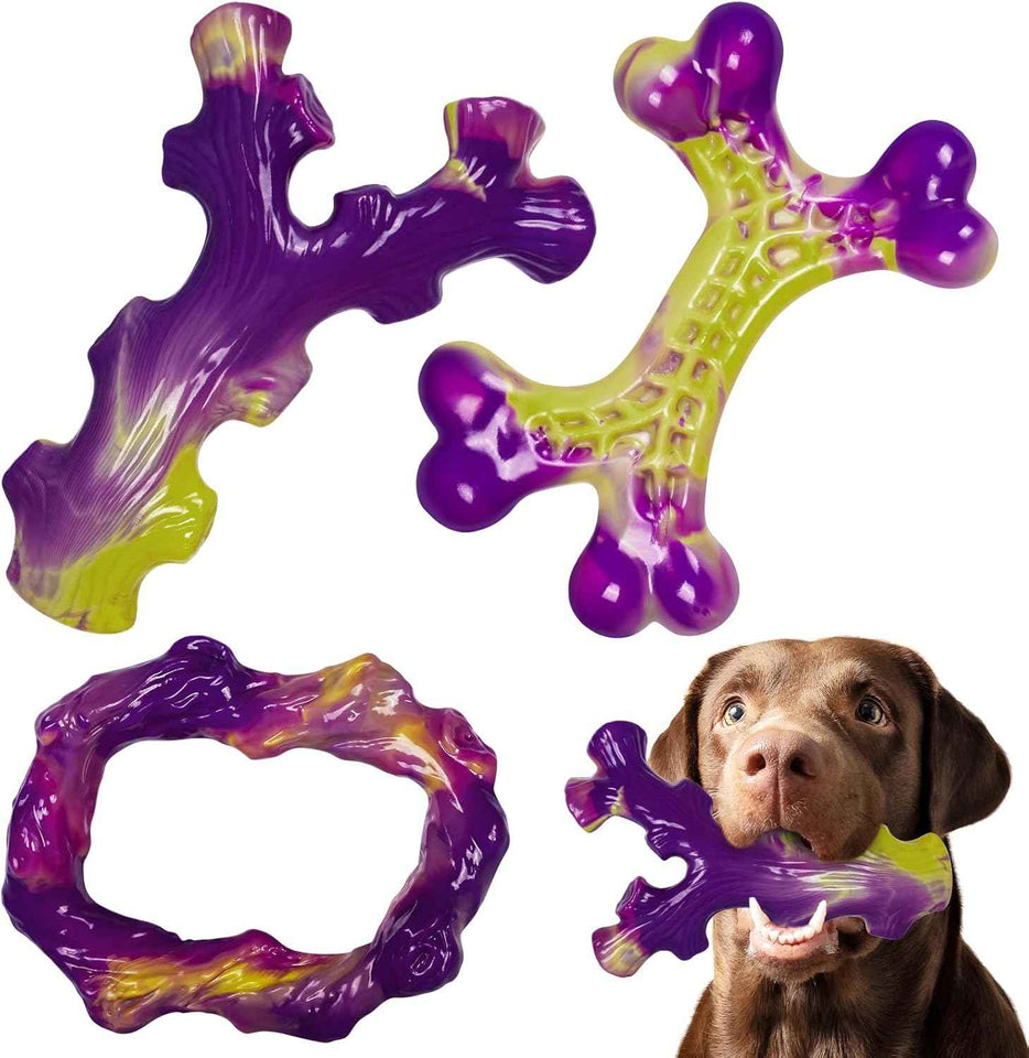 Tough dog toys for aggressive chewers, 3-pack, bacon flavored, durable for large dogs, keeps busy