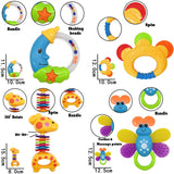 AIVIAI Baby Toys 0-6 Months Infant Toys 0-3 Months Infant Rattles Baby Rattle Teether Toy Set with Storage Box Musical rattles for Newborn Boy Girl Gifts Set with Baby's First Rattle Teether (11pcs)
