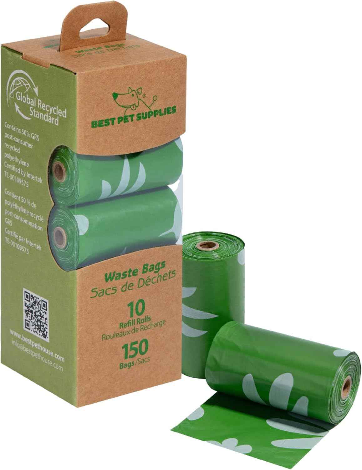 Best Pet Supplies Dog Poop Bags (150 Bags) for Waste Refuse Cleanup, Doggy Roll Replacements for Outdoor Puppy Walking and Travel, Leak Proof and Tear Resistant, Thick Plastic - Assorted Colors