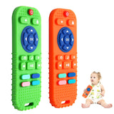 Hooku 2 Pack silicone teething toys for babies 0-6 months, teethers for babies 6-12 months with remote teether, sensory toys