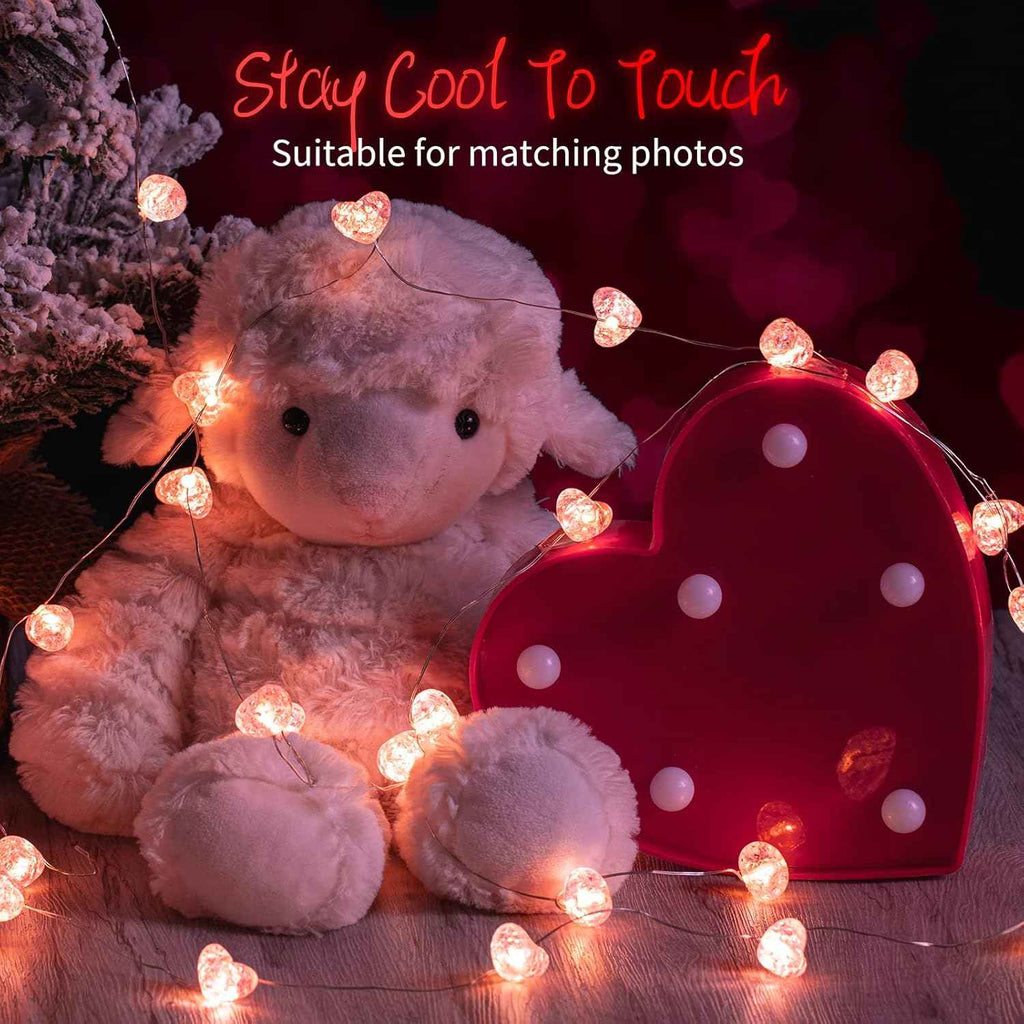 brightown 10.5ft 30 led pink heart battery operated fairy lights with timer and remote