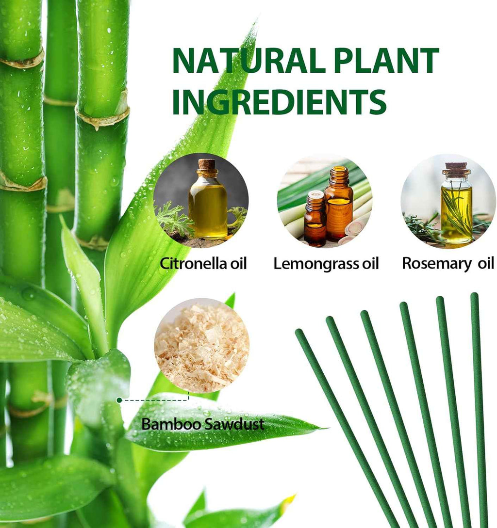 Kickoutor Mosquito Repellent Outdoor Patio 120 PCS Citronella Oil Mosquito Incense Sticks Natural Organic