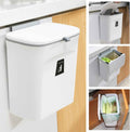 Tiyafuro 2.4 Gallon Kitchen Compost Bin for Counter Top or Under Sink, Hanging Small Trash Can with Lid for Cupboard/Bathroom/Bedroom/Office/Camping, Mountable Indoor Compost Bucket, Gray