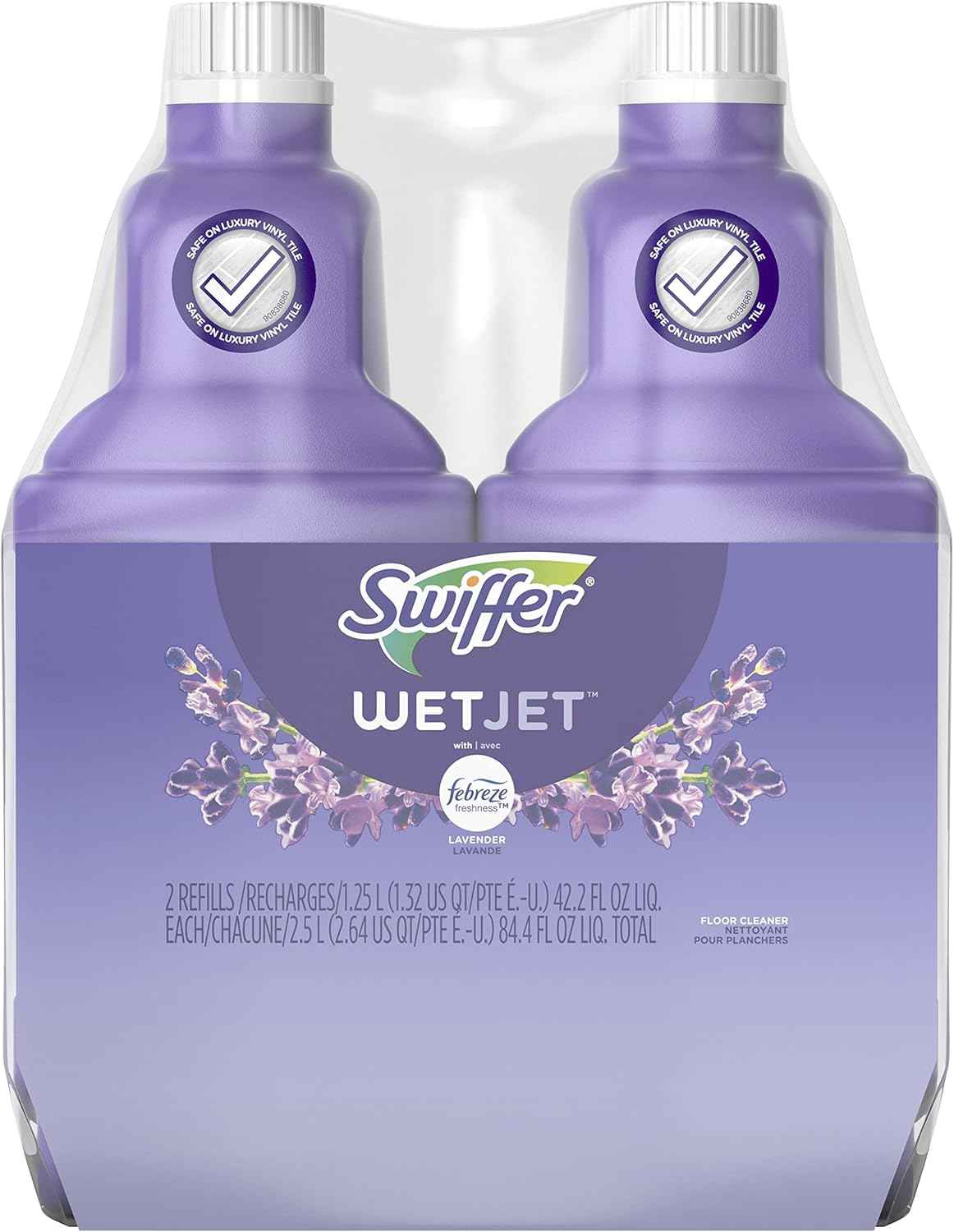 swiffer wetjet multi-surface floor cleaner with febreze refill 1.25 liter pack of 2