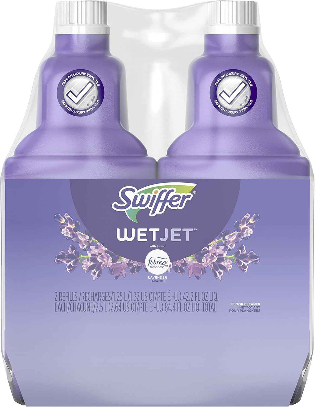 swiffer wetjet multi-surface floor cleaner with febreze refill 1.25 liter pack of 2