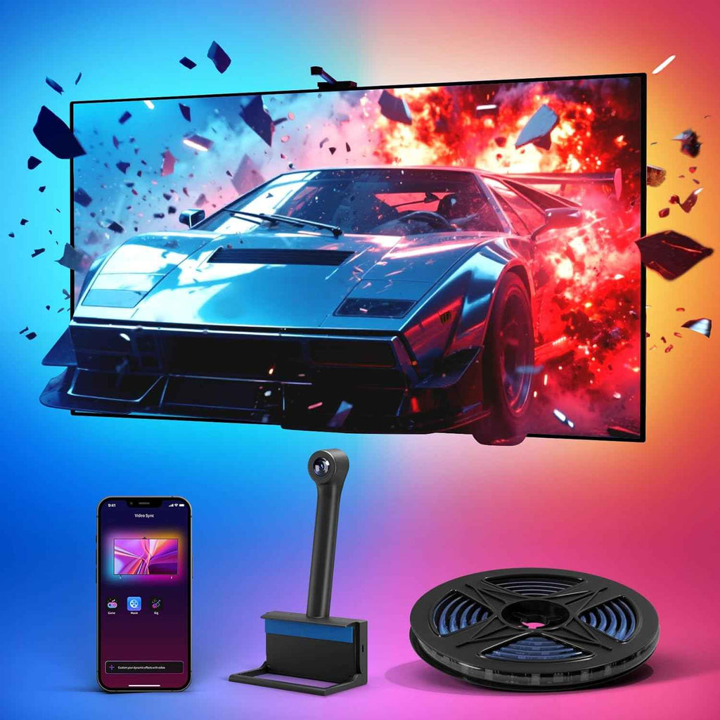 Ailofy 7.87ft LED Strip Lights for 40-50 inch Screens with Camera and Color Changing Lights Compatible with Alexa & Google Assistant