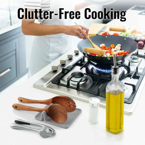 Silicone Utensil Rest with Drip Pad, Heat-Resistant, Durable, and BPA-Free Utensil Holder for Stove Top Kitchen Utensils