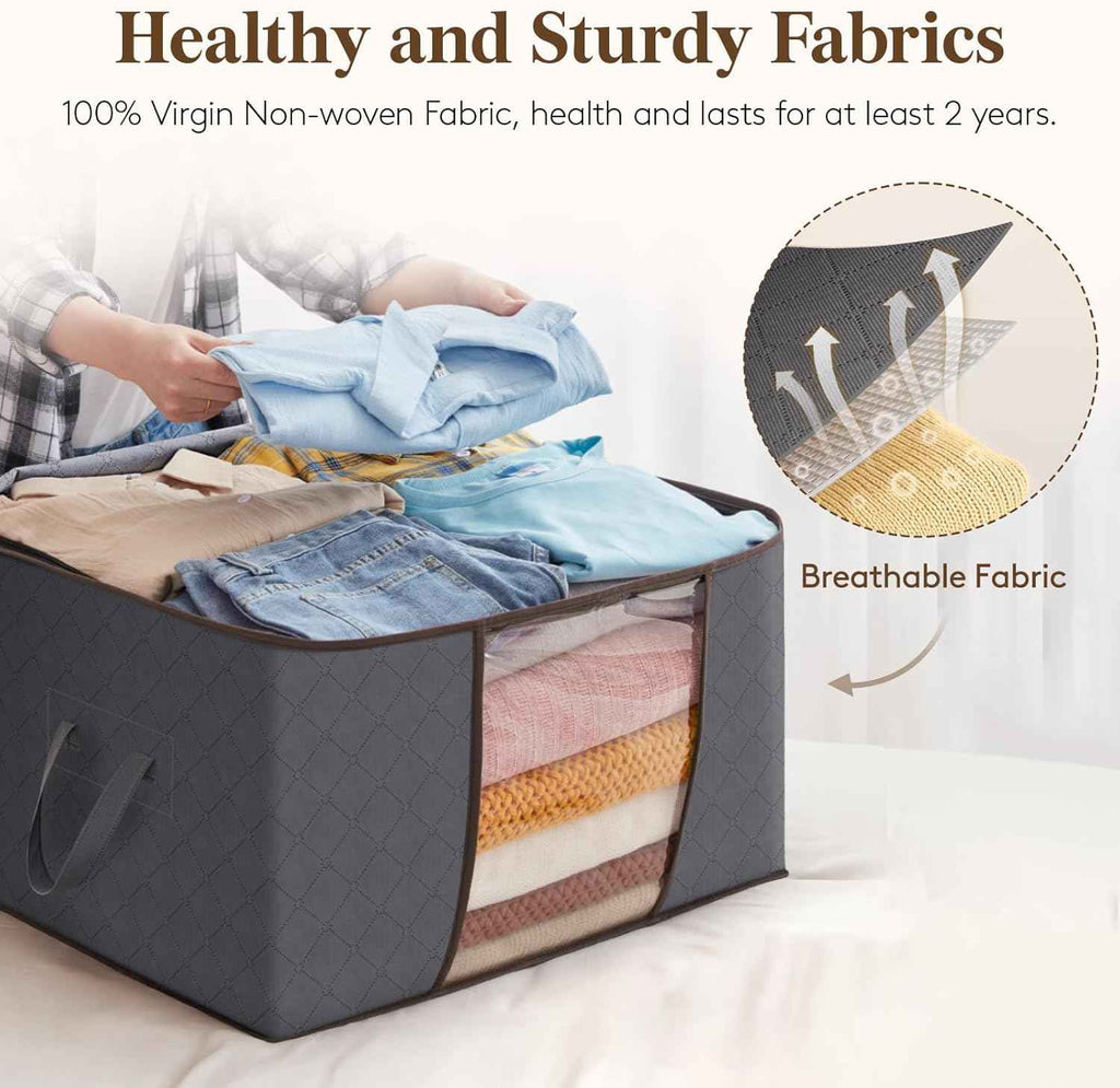 6 Pack Clothes Storage Bins with Lids, Foldable Blanket Storage Bags with Zippers