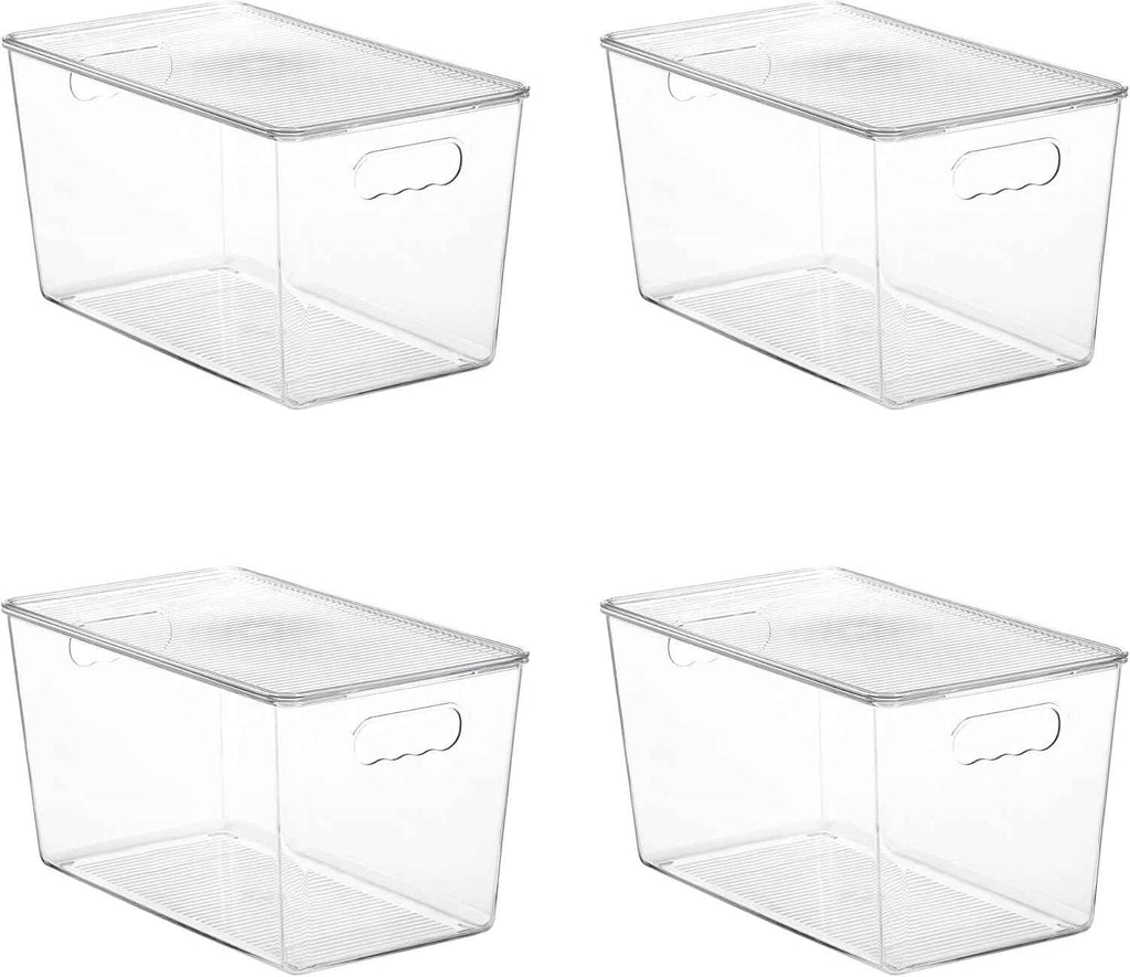 Vtopmart 6 Pack Clear Stackable Storage Bins with Lids, Medium Plastic Containers with Handle for Pantry Organizer and Storage,Perfect for Kitchen,Fridge,Cabinet, Closet,Bathroom Organization