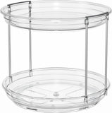 LAMU 2 Tier Lazy Susan Turntable Organizer 9.25'' Rotating Spice Rack Organization for Cabinet, Kitchen, Pantry, Countertop, Bathroom, Vanity, Medicine Cabinet Organizer, Clear