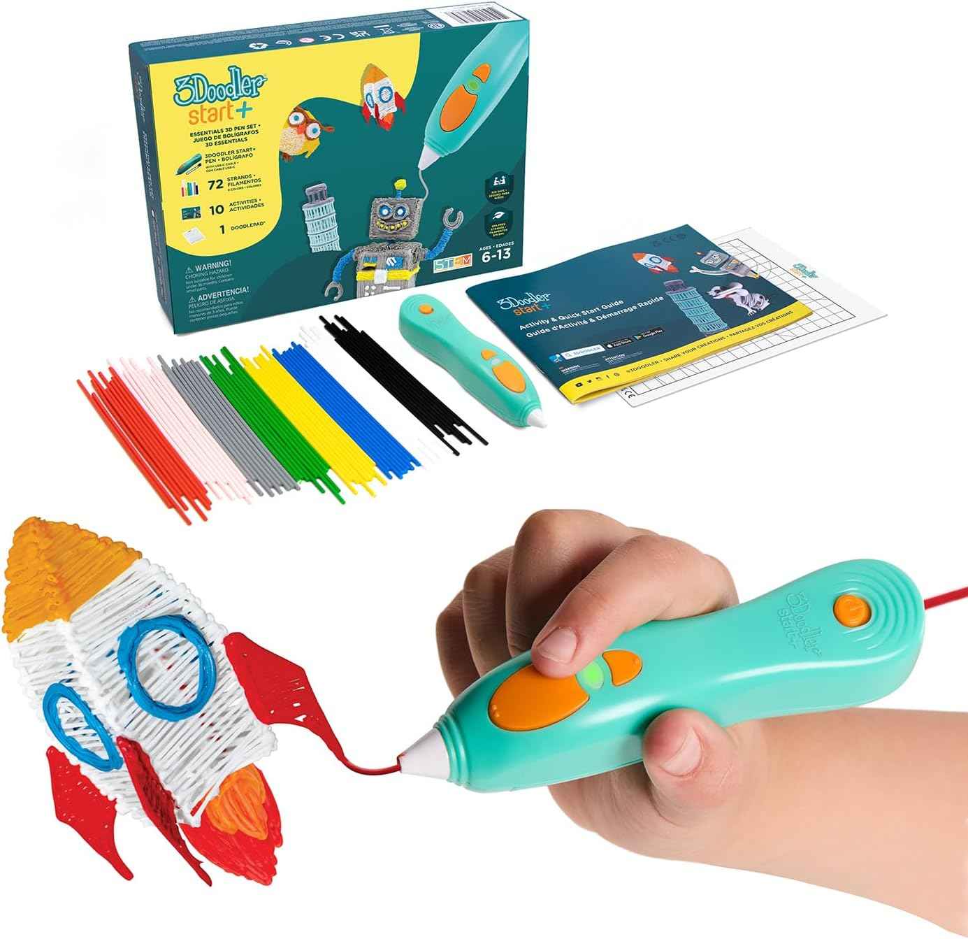 3Doodler Start+ Essentials 3D Pen for Kids | Easy to Use, Learn from Home Art Activity, Educational STEM Toy for Boys & Girls Aged 6+