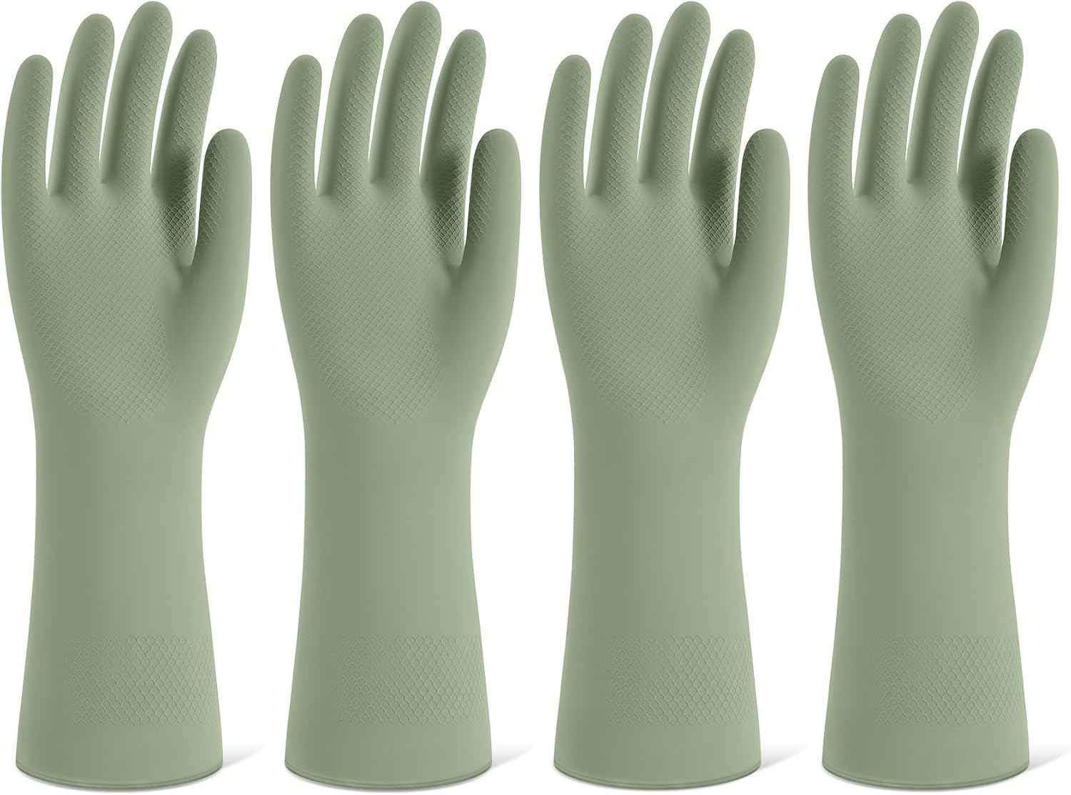 Rubber Cleaning Gloves for Dishwashing, 4 Pairs Reusable Kitchen Gloves for Washing Dishes and Household Cleaning, Colorful Dish Gloves with Flocked Lining and Non-Slip Grip, Pefect for Woman Men - M