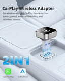 Wireless CarPlay Adapter, CarPlay Wireless Adapter Plug & Play USB/USB-C, 2-in-1 Converts Wired to Wireless CarPlay, Android Auto Wireless Adapter, Compatible with iPhone iOS 10+ & Android Auto