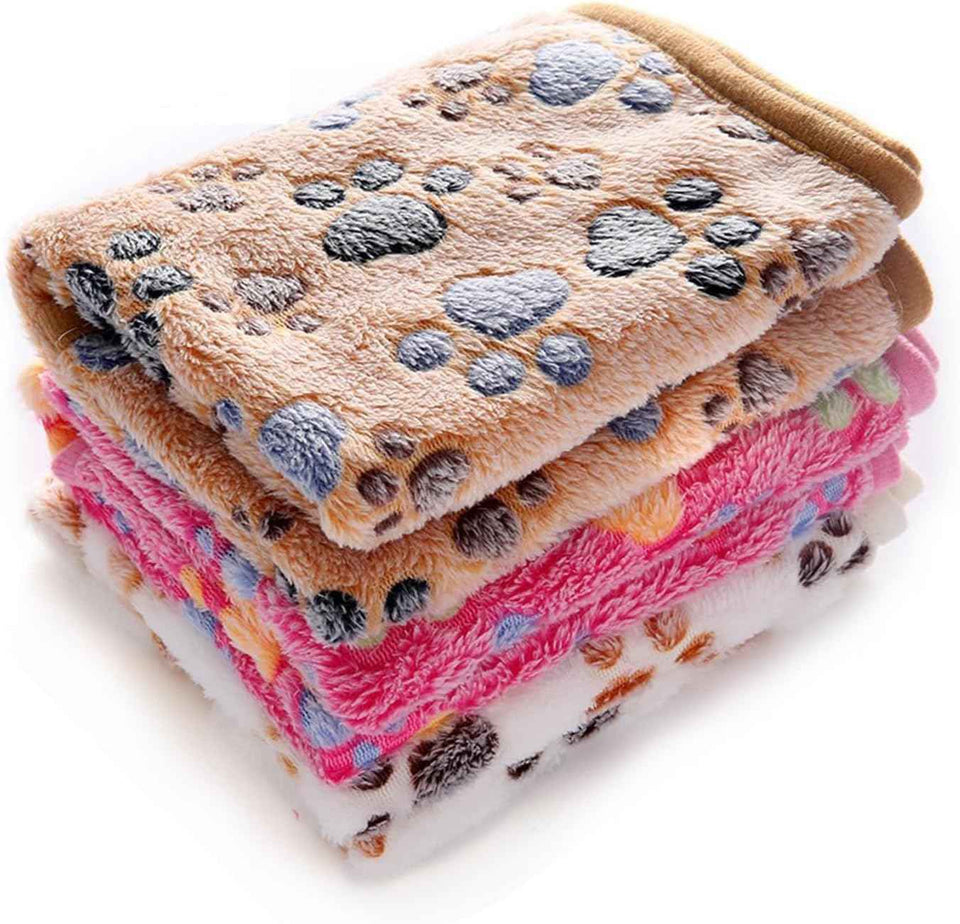 Premium Fleece Pet Blanket Flannel Throw Soft Fluffy Blankets for Dogs Cats Brown/Pink/White Small