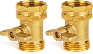 2 Pack Garden Hose Shut Off Valve - Extended Handle - 3/4" Heavy Duty Solid Brass Hose Connector Water Shut Off Valve Hose Shutoff Valve with 4 Pcs Hose Washers