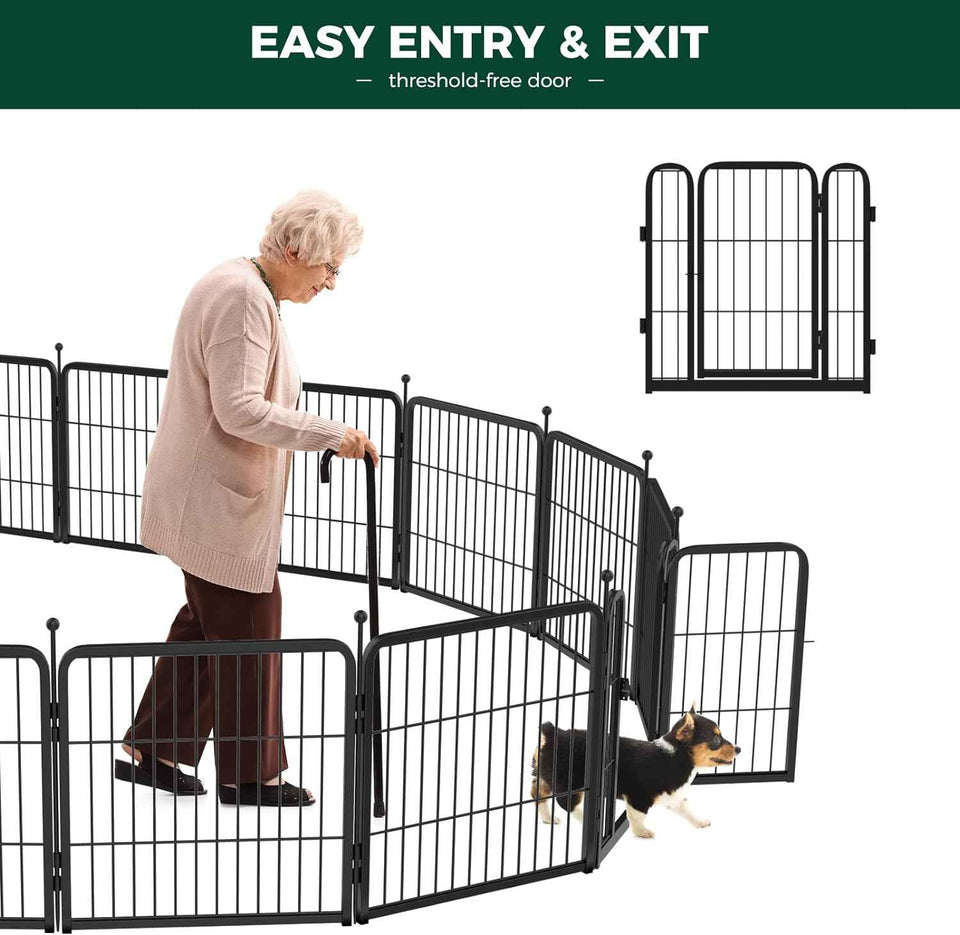 fxw rollick unleashed dog playpen for indoor, yard, rv camping, 24 inch 8 panels for small and puppy dogs, black
