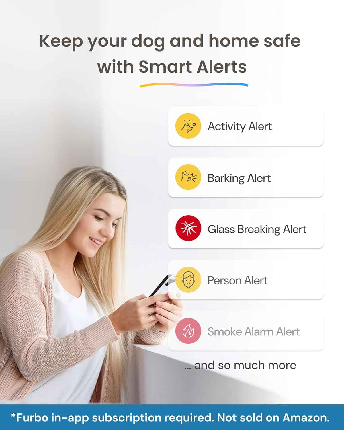 Furbo 360° Dog Camera with Subscription Required - Home Security & Dog Safety Alerts, 2-Way Speaker, Rotating Pet Treat Toss