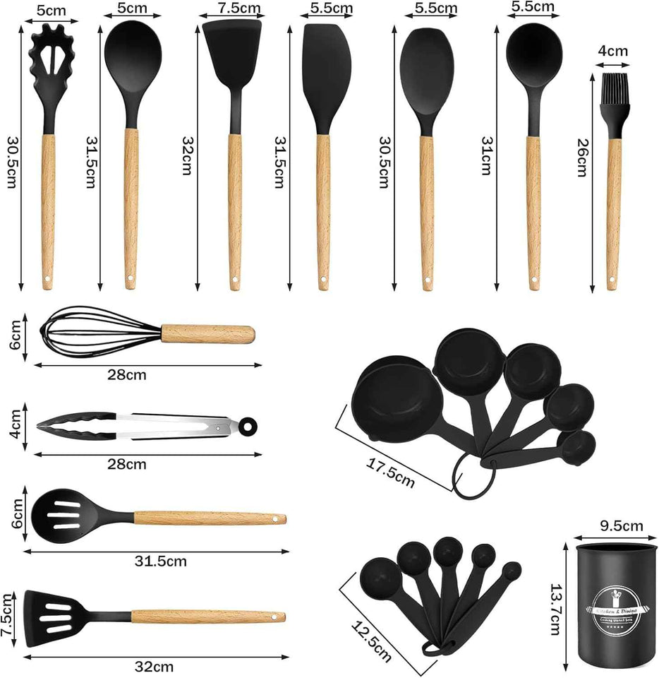 22 Pcs Silicone Kitchen Cooking Utensils Set, 446°F Heat Resistant Non-Stick Silicone Spatula Sets,Spoon,Kitchen Utensil Gadgets Tools Set Kitchen Gadgets for Cookware,Dishwasher Safe BPA Free