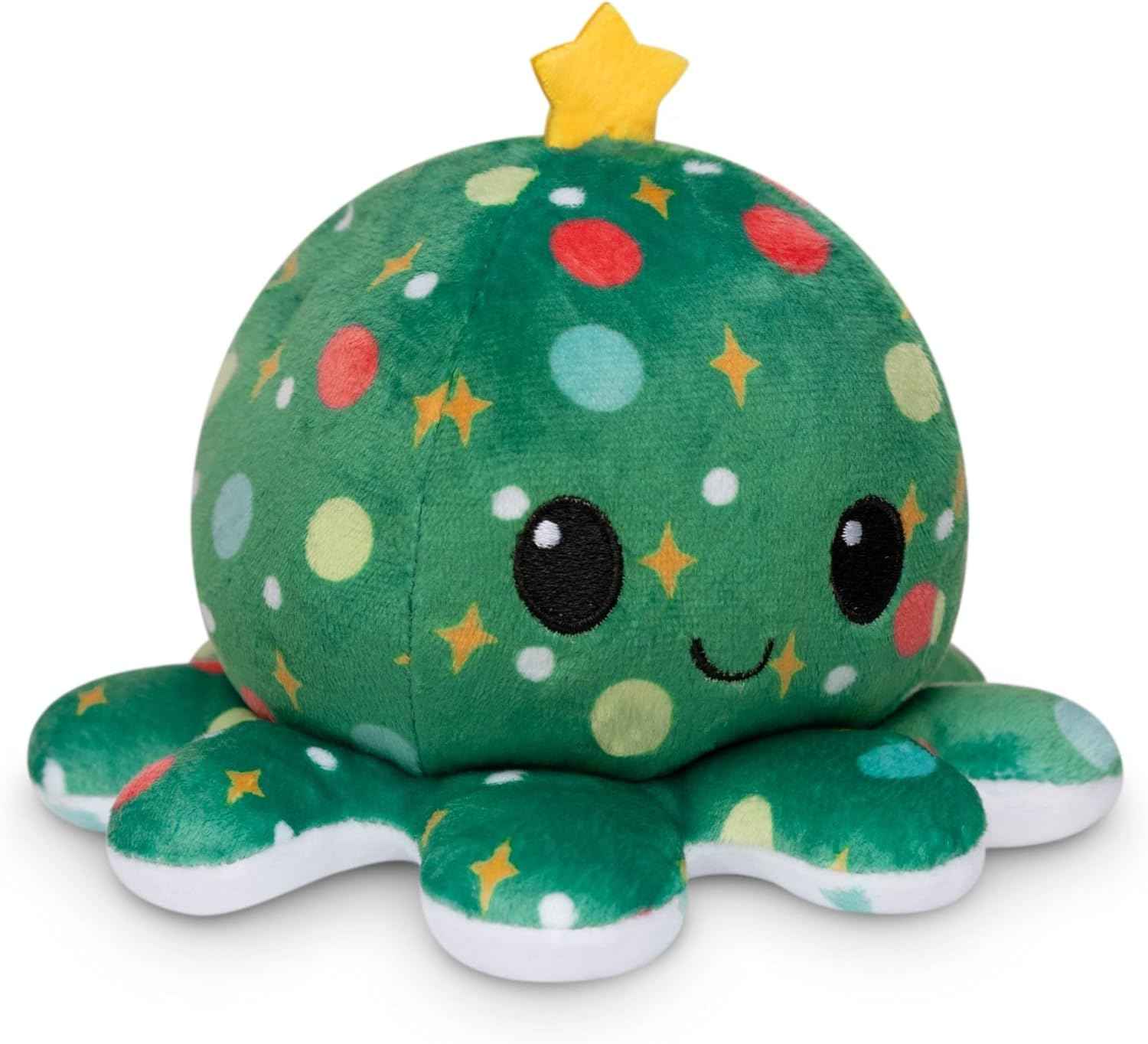 TeeTurtle Reversible Octopus Plushie - 4-Inch Pink + Aqua Two-Sided Flip Plush Toy with Embroidered Details - Cute Mini Collectible Plush for Kids, Teens, and Adults
