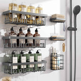 Veken Shower Caddy 6-Pack, Advanced Rustproof Design, No Drilling Adhesive Shelves, Rack with Soap Holder, Large Capacity Bathroom Organizers and Storage, Wall-Mounted Kitchen & Home Decor