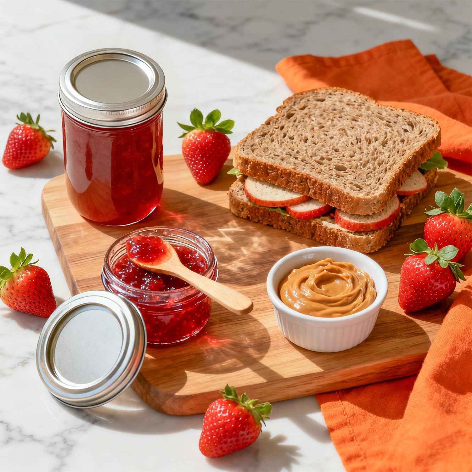 ComSaf Mini 4oz Mason Jars - 8 Pack, Regular Mouth, Small Glass Canning, Spice, Jam, Honey, Jelly, Dessert