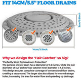 zaa Shower Drain Hair Catcher, 2 Pack Premium Silicone Drain Protector & Shower Drain Cover, Shower Installation Kits for Flat Drains of Shower Room, Bathroom, Gray