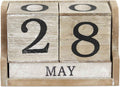 Wooden Perpetual Block Calendar for Desk, Wood Month Date Display Blocks for Teachers, Students, Classroom, Rustic Farmhouse Office Decor, Desk Accessories (5 x 4 In)