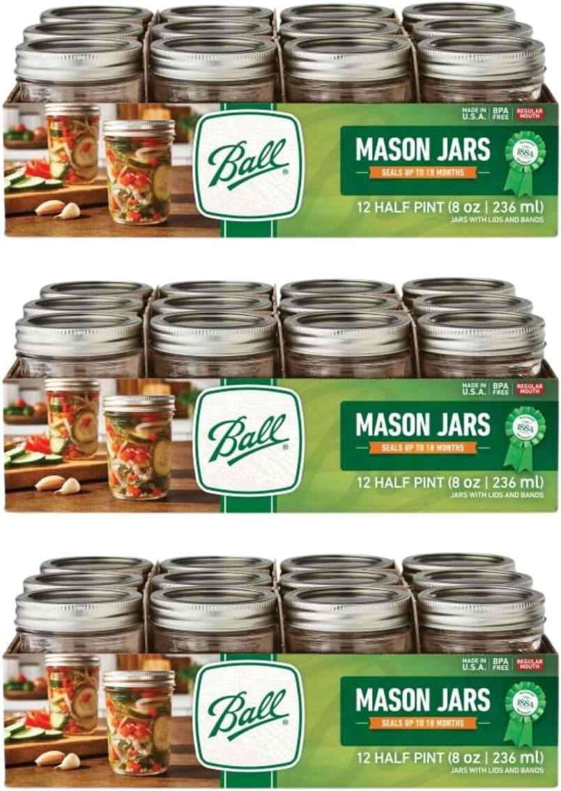 Ball Wide Mouth Glass Mason Jars with Lids and Bands, Used for Canning, Pickling, Juice, Jam, Jelly, Quart Size 32 Ounce (Pack of 2)