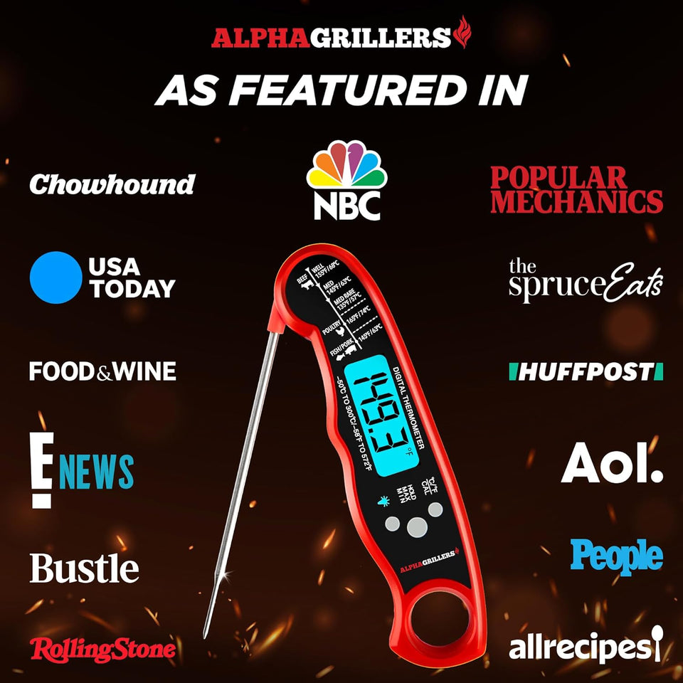 Alpha Grillers Meat Thermometer Digital – Instant Read Food Thermometer for Cooking & Grilling – Professional Kitchen Gift for Men, Dad & Mom