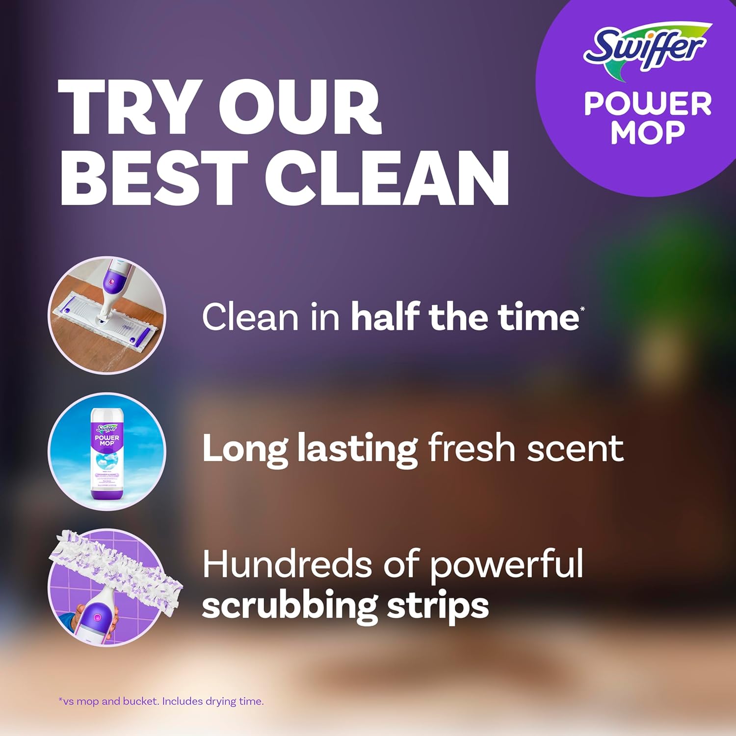 Swiffer PowerMop Multi-Surface Mop Kit for Floor Cleaning, Includes PowerMop, 2 Mopping Pad Refills, 1 Cleaning Solution with Fresh Scent and 2 Batteries - ShopUS