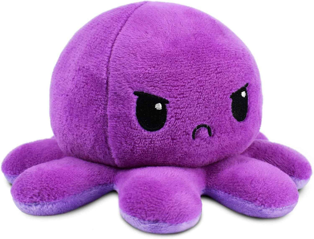 TeeTurtle Reversible Octopus Plushie - 4-Inch Pink + Aqua Two-Sided Flip Plush Toy with Embroidered Details - Cute Mini Collectible Plush for Kids, Teens, and Adults