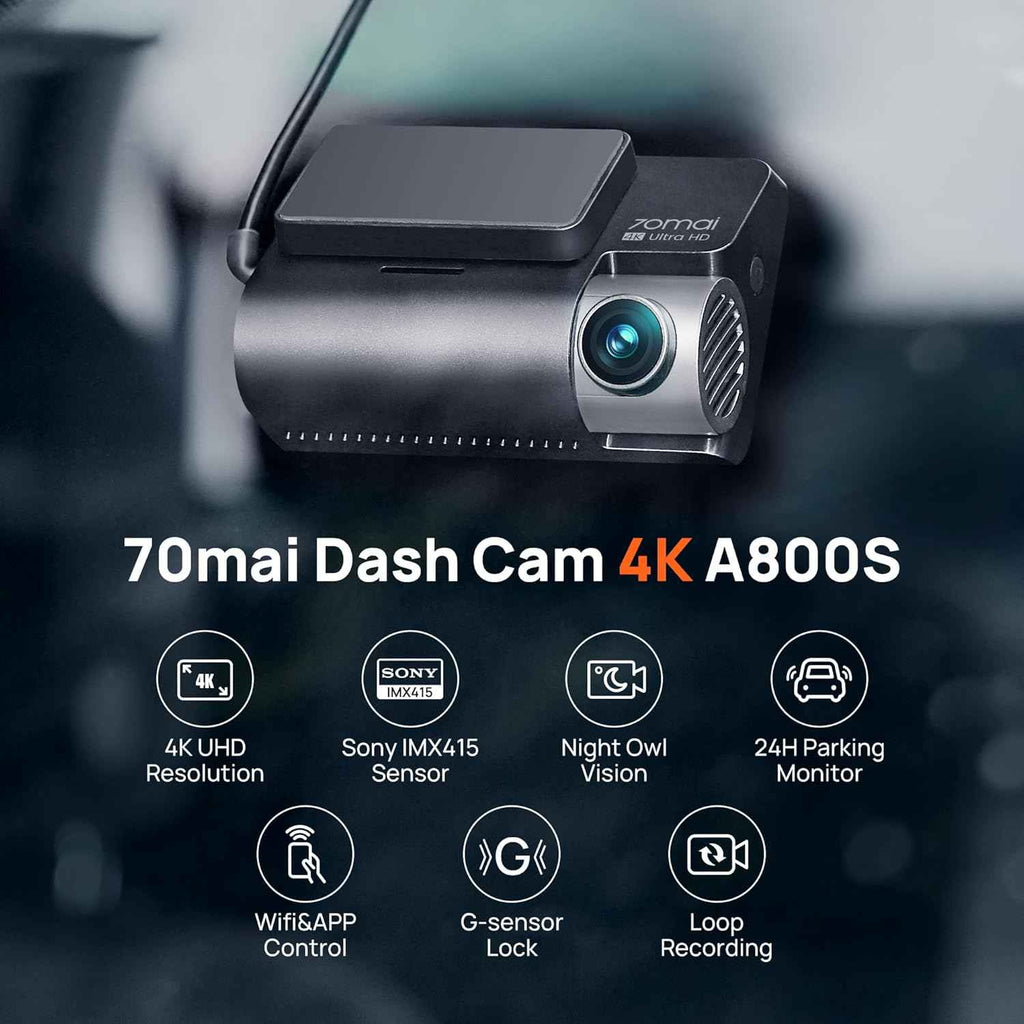70mai 4K front and rear dash cam with STARVIS, Wi-Fi, GPS, and ADAS features