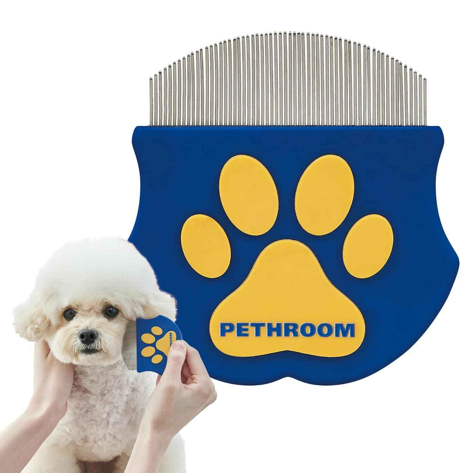 Pethroom professional eye comb for pets in stainless steel, gentle round-head grooming tool for cats and dogs eye gunk removal