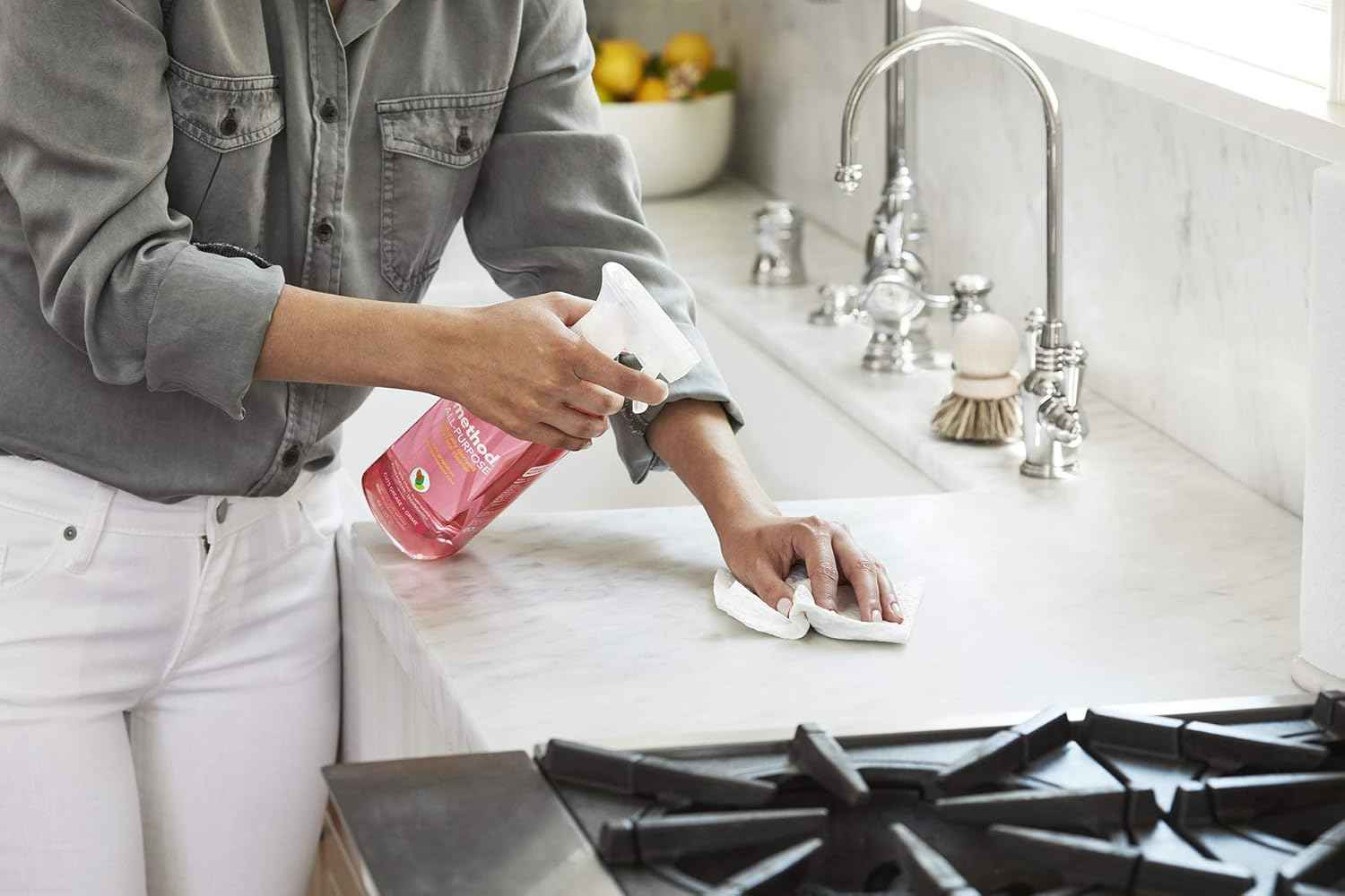 Method Plant-Based All-Purpose Cleaner Spray, Pink Grapefruit, 4-Pack for Countertops and Tiles