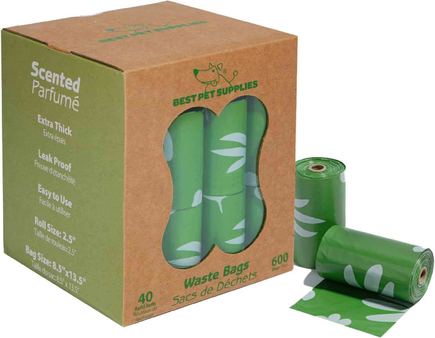 Best Pet Supplies Dog Poop Bags (150 Bags) for Waste Refuse Cleanup, Doggy Roll Replacements for Outdoor Puppy Walking and Travel, Leak Proof and Tear Resistant, Thick Plastic - Assorted Colors