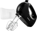 OVENTE 5-Speed Corded Electric Hand Mixer with Stainless Steel Whisks, Compact Portable Design with Snap-On Storage Case,150W Lightweight Handheld Mixer for Baking & Cooking, Black HM151B